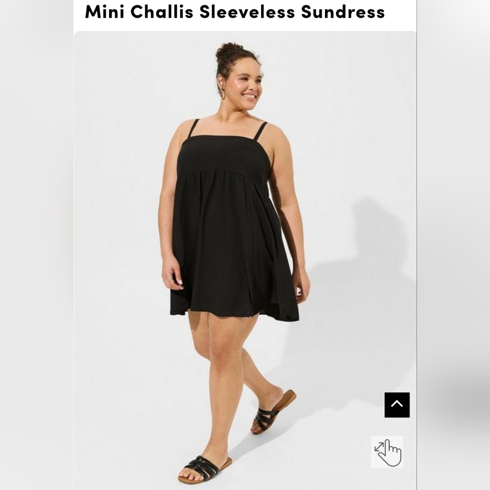 NEW Torrid Mini Challis Sleeveless Sundress Babydoll Cami Dress Black Solid 5X